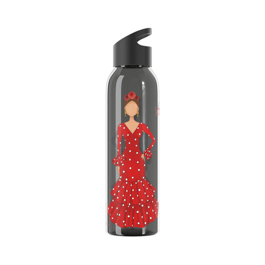 Botella Transparente-negra  Personalizable de Tritan™ - Modelo Flamenca Ana