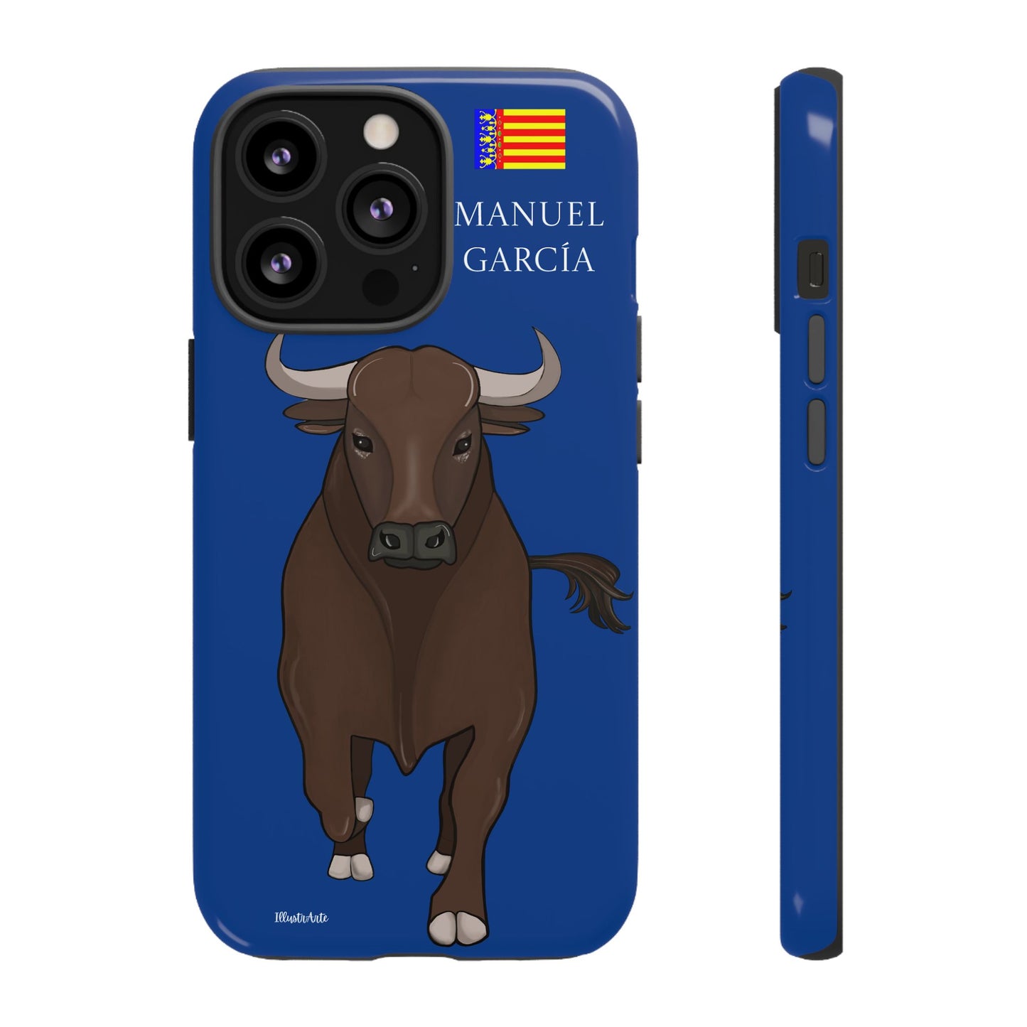 una funda de teléfono con una imagen de un toro