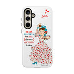 Personalised phone case flamenco dancer Lolita, with quote for Samsung Galaxy S24 Plus, gloss finish – illustrArte
