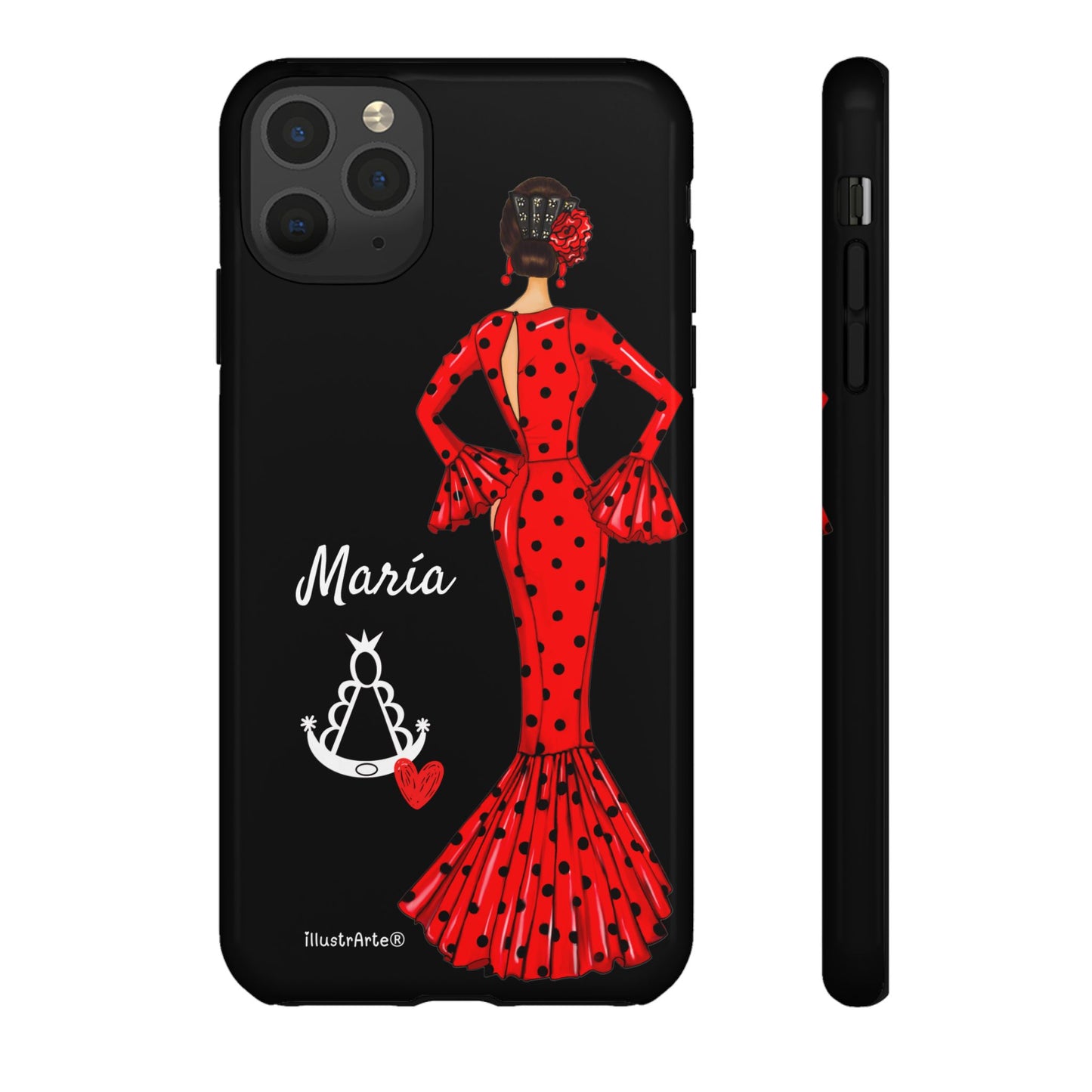 Personalized phone case Maria red hair dark background black – for iPhone, Samsung, Pixel