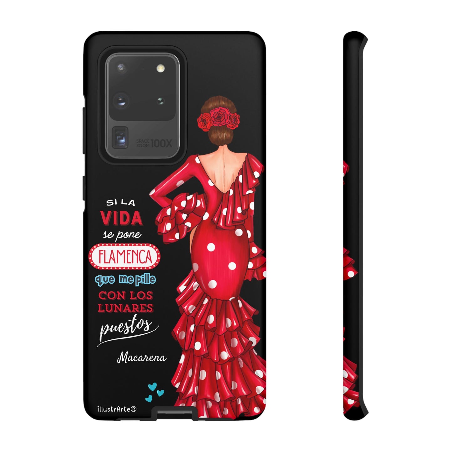 Funda de teléfono personalizable  - Modelo Macarena con frase  Para iPhone, Samsung Y Google Pixel