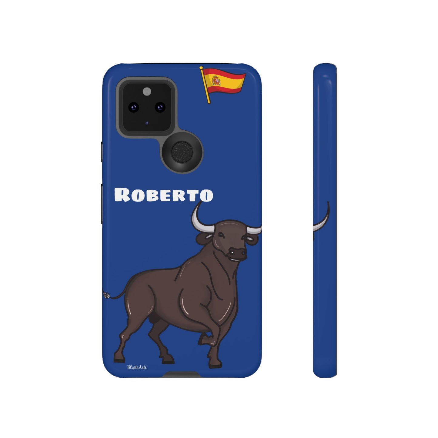 una funda de teléfono con un toro en ella