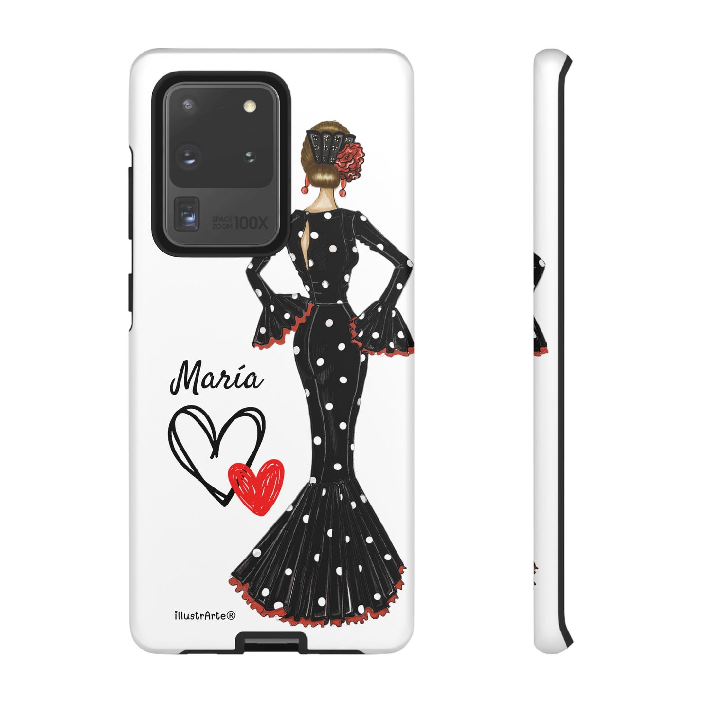 Personalized phone case Maria in black dress – for iPhone, Samsung, Pixel
