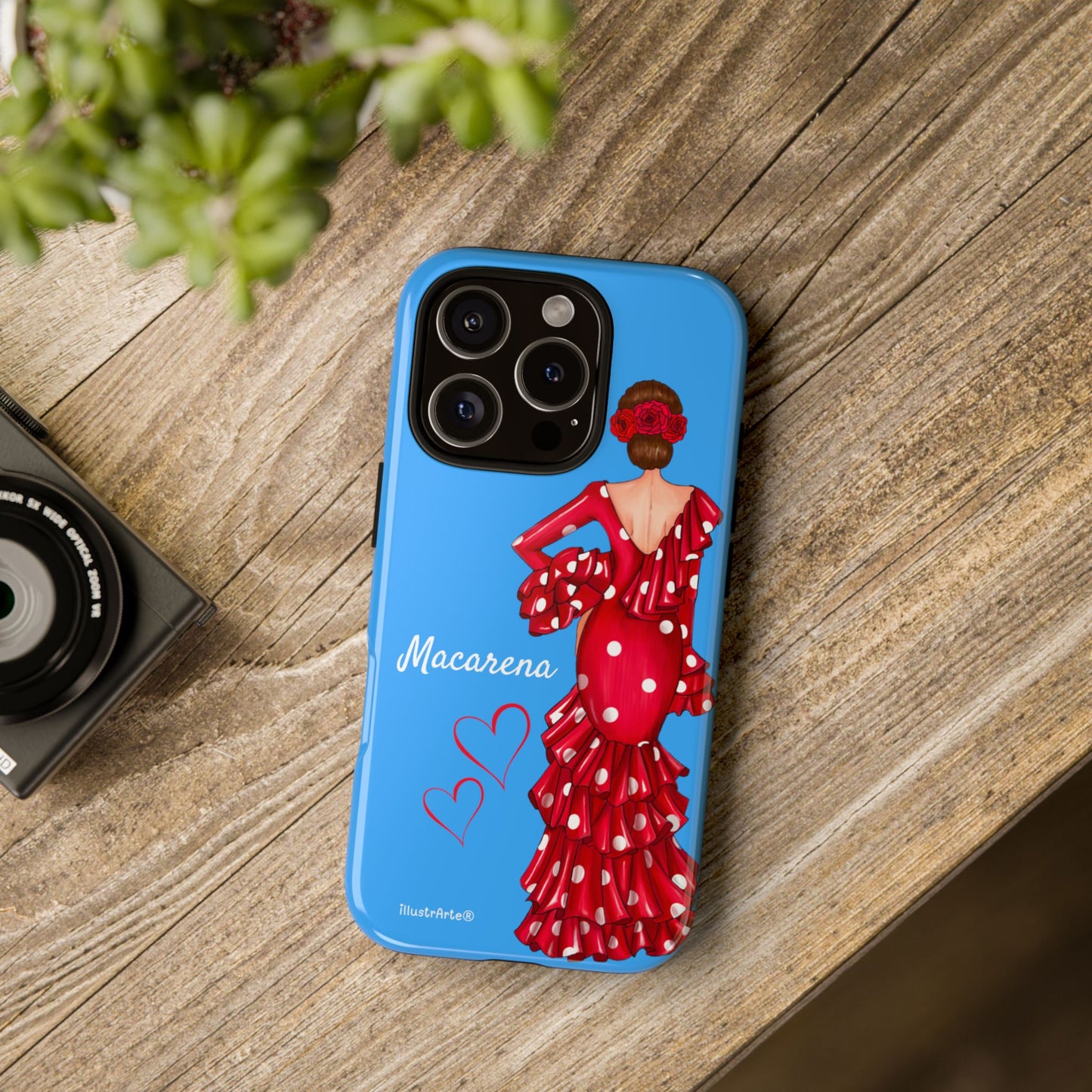 Funda de teléfono personalizada Macarena azul – para iPhone, Samsung, Pixel