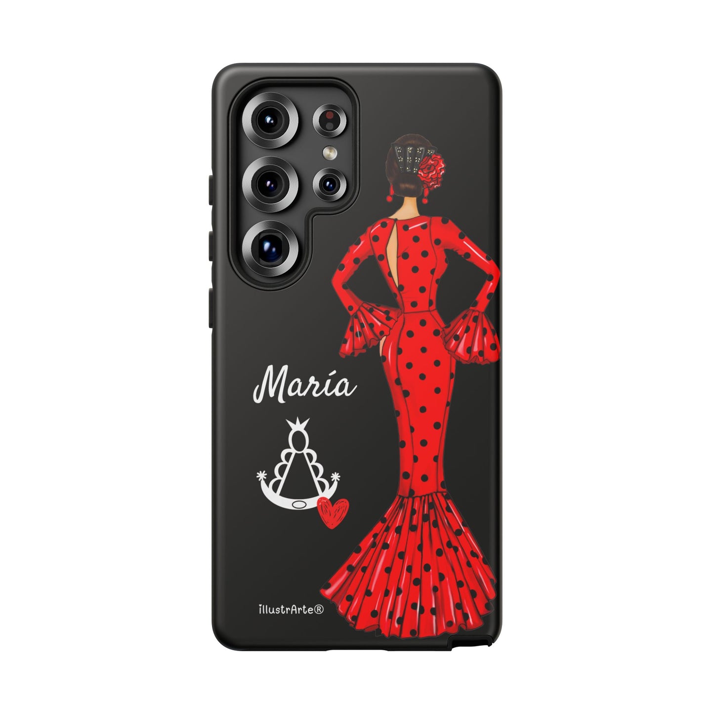 Personalized phone case Maria red hair dark background black – for iPhone, Samsung, Pixel