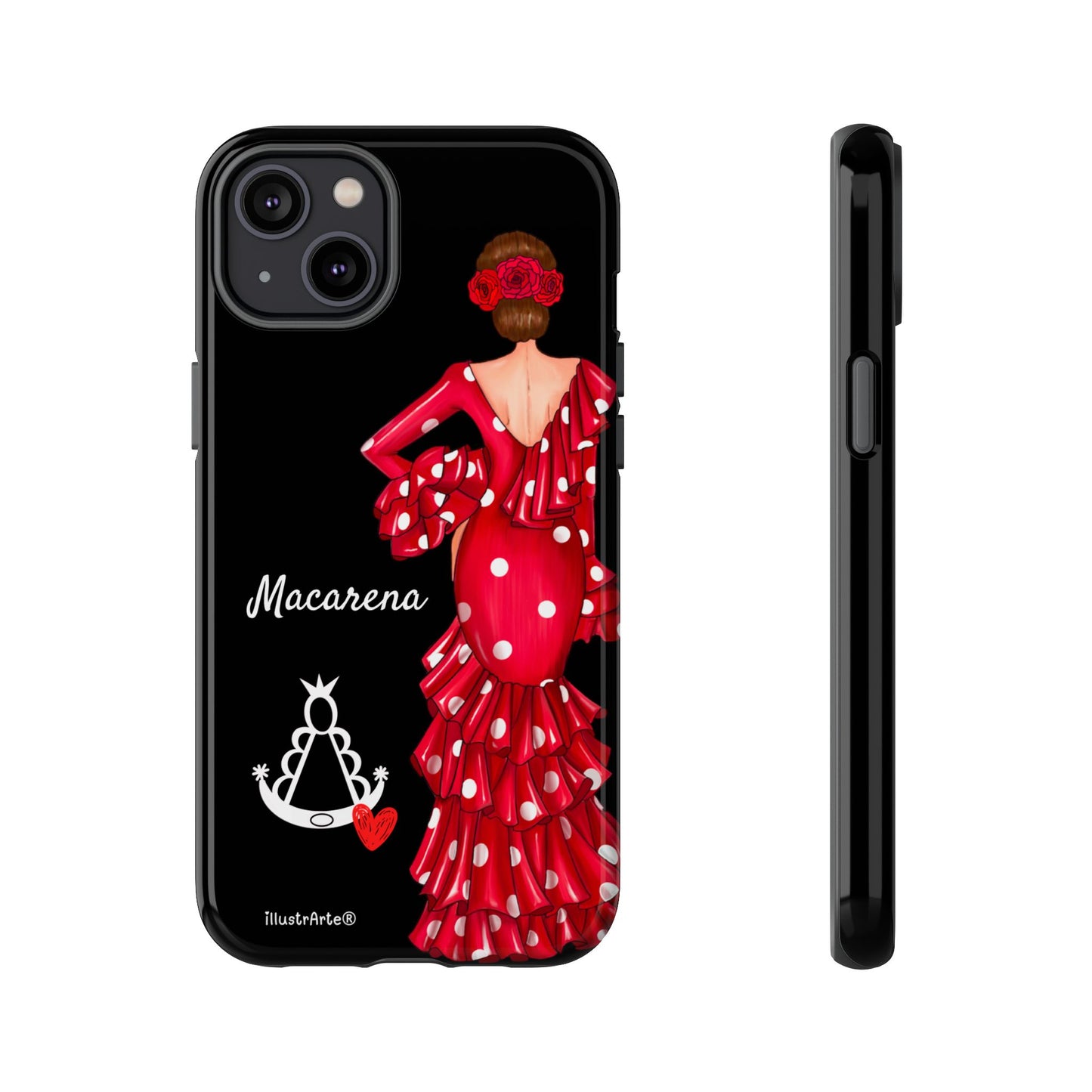 Funda de teléfono personalizada Macarena negro – para iPhone, Samsung, Pixel