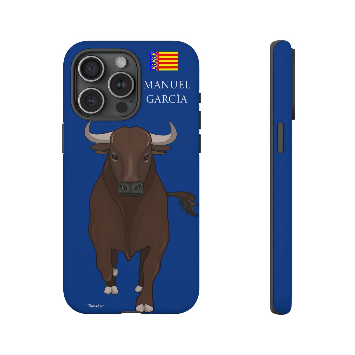 una funda de teléfono con una imagen de un toro