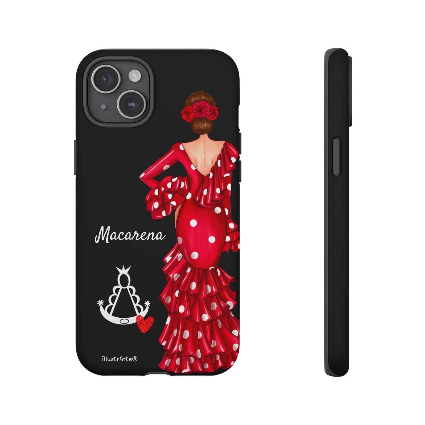 Funda de teléfono personalizada Macarena negro – para iPhone, Samsung, Pixel