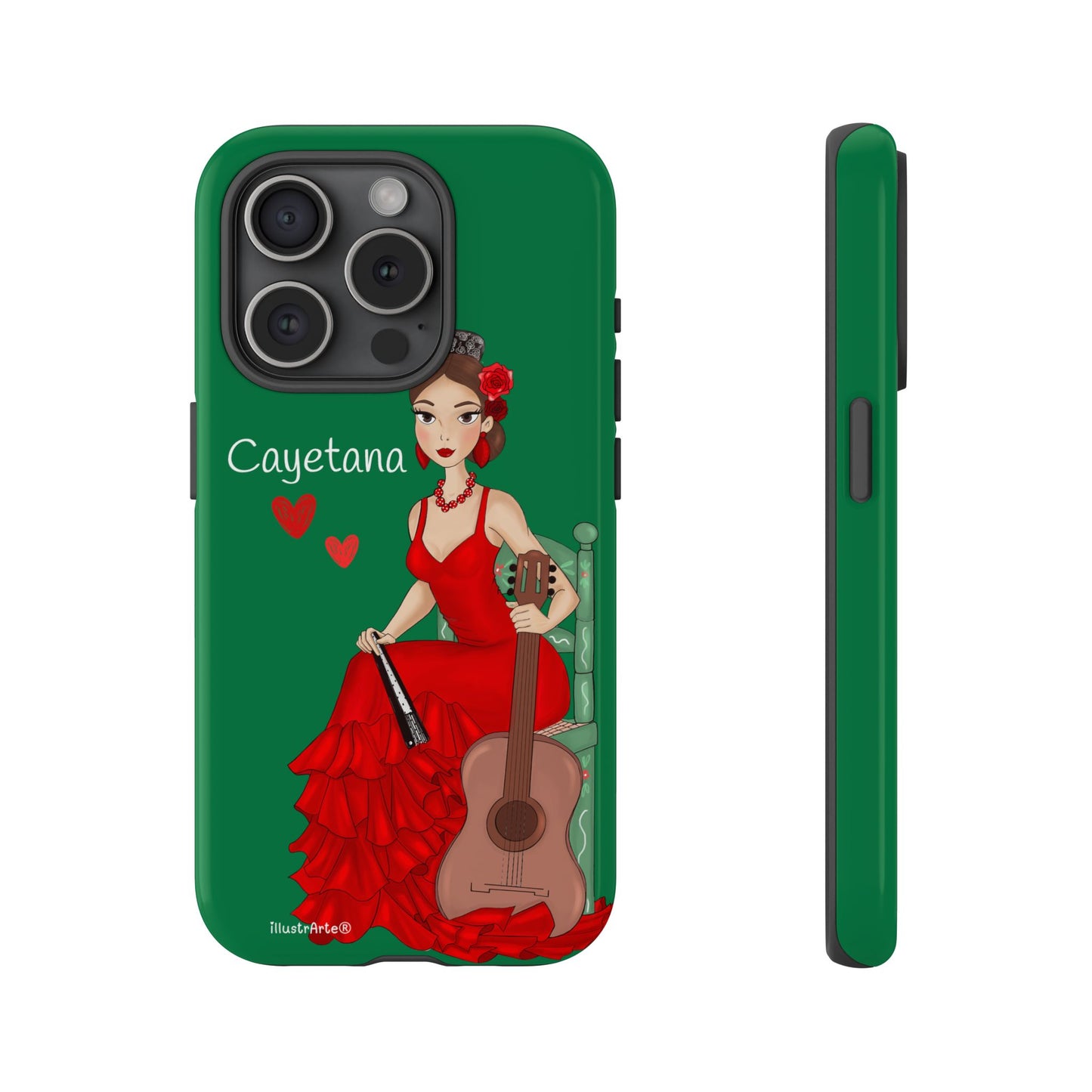 Cayetana personalized phone case with green background – for iPhone, Samsung, Pixel