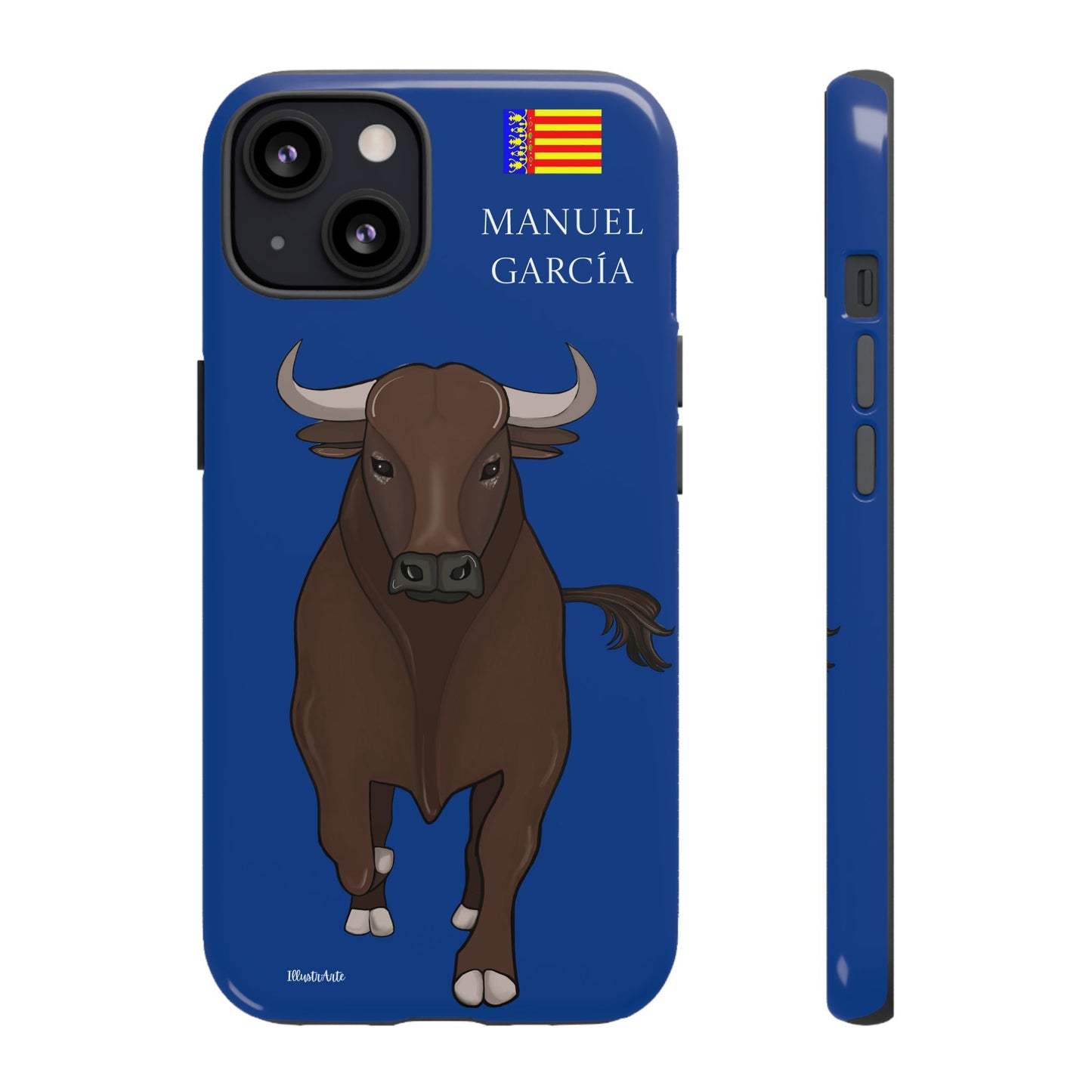 una funda de teléfono con una imagen de un toro