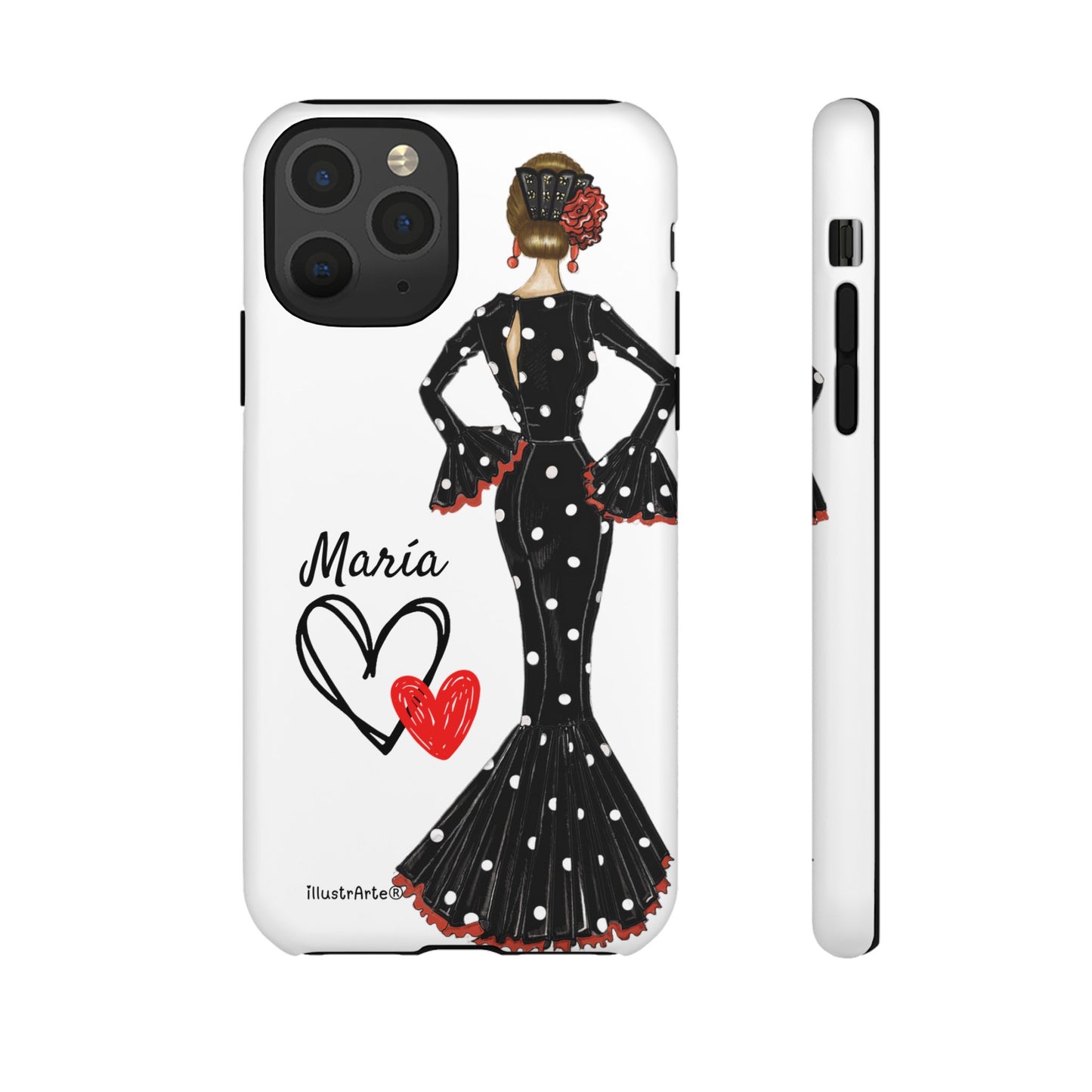 Personalized phone case Maria in black dress – for iPhone, Samsung, Pixel