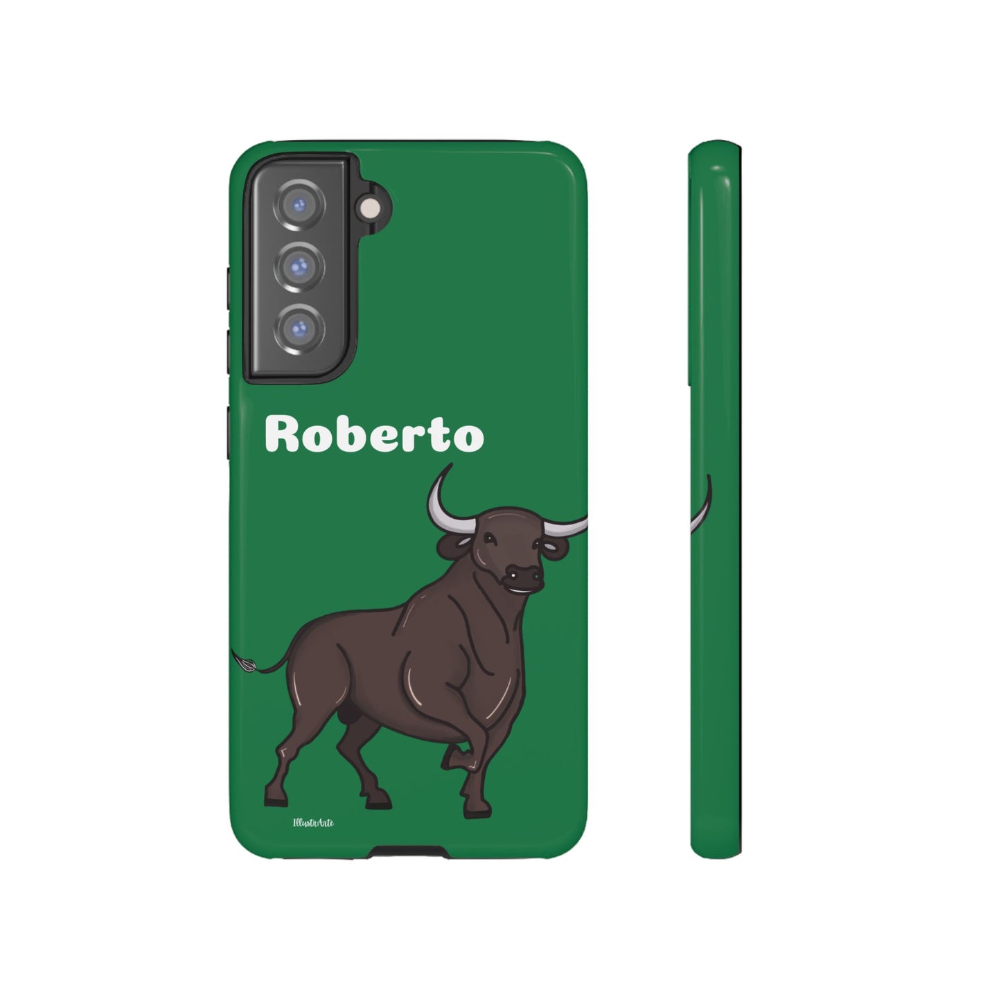 una funda de teléfono con un toro en ella