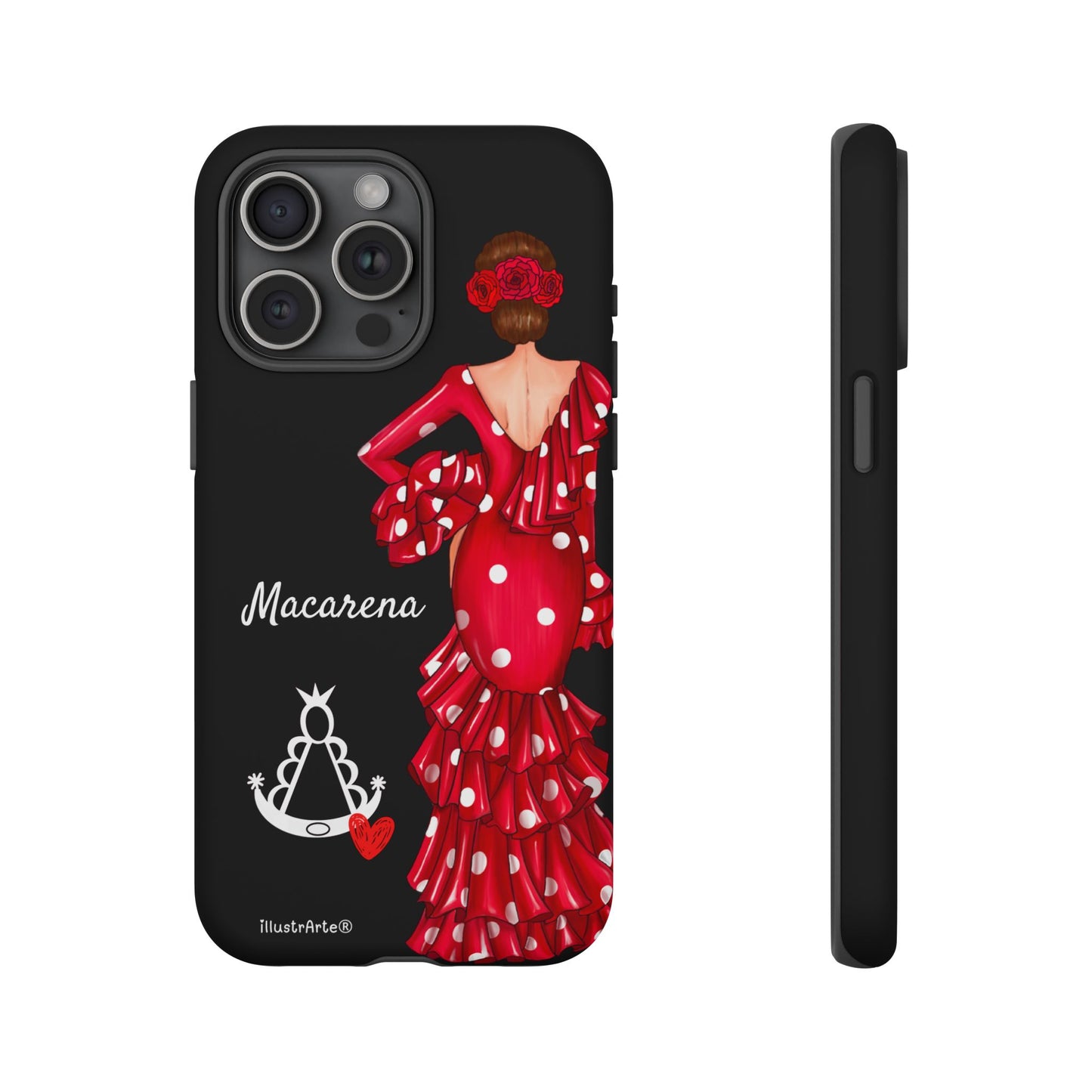 Funda de teléfono personalizada Macarena negro – para iPhone, Samsung, Pixel