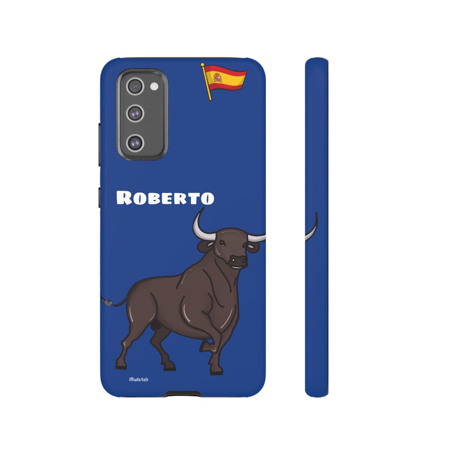 una funda de teléfono con un toro en ella