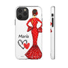 Funda de teléfono personalizada María vestido rojo – iPhone, Samsung, Pixel