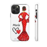 Personalised phone case flamenco dancer María, red dress for iPhone 11 Pro, gloss finish – illustrArte