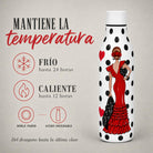 Botella térmica flamenca illustrArte 500 ml – diseño Manuela – mantiene la temperatura: frío 24 h y calor 12 h