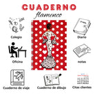 Libreta flamenca illustrArte – María Blanco, tapa roja con lunares – vista 3