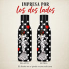 Botella térmica flamenca illustrArte 500 ml – diseño María Blanco, fondo negro – ilustración impresa por las dos caras