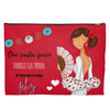 Neceser o estuche Granada illustrArte 22 x 17 cm – diseño Pepa Feliz, fondo rojo con frase – imagen Amazon