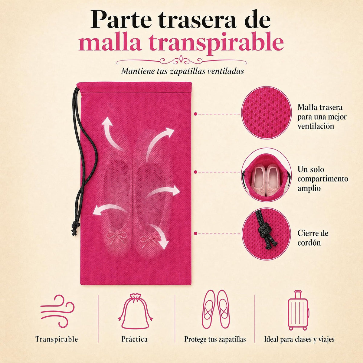 Saco para sapatilhas de ballet illustrArte 20 x 36 cm – design Tina – vista 6