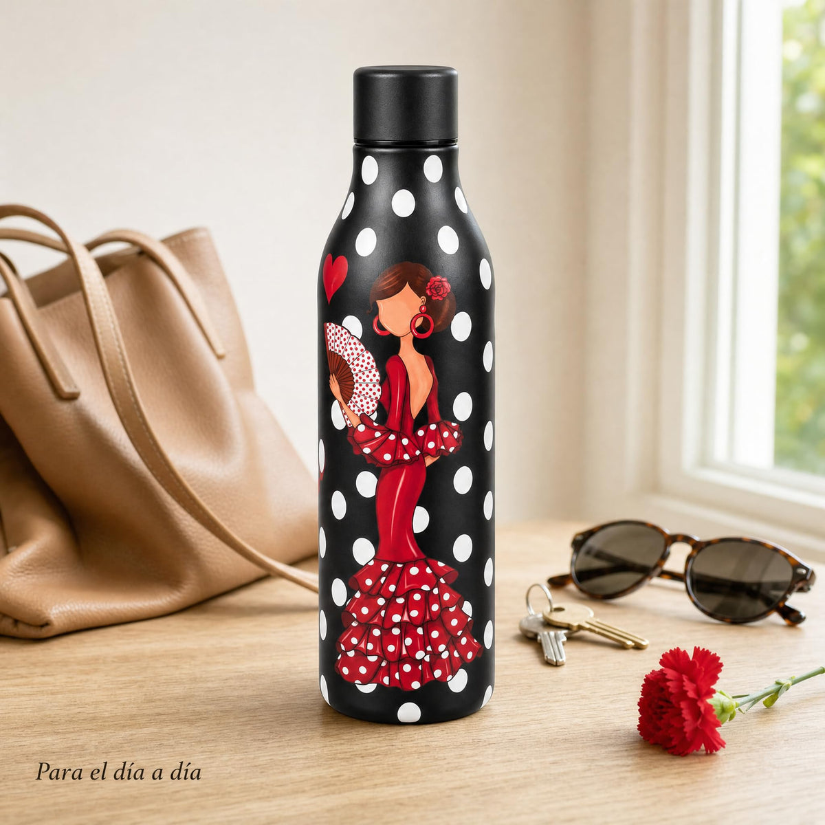 Botella térmica flamenca illustrArte 500 ml – diseño Pepa – para el día a día
