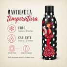 Botella térmica flamenca illustrArte 500 ml – diseño Pepa – mantiene la temperatura: frío 24 h y calor 12 h