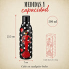 Botella térmica flamenca illustrArte 500 ml – diseño María Rojo – medidas y capacidad de 500 ml