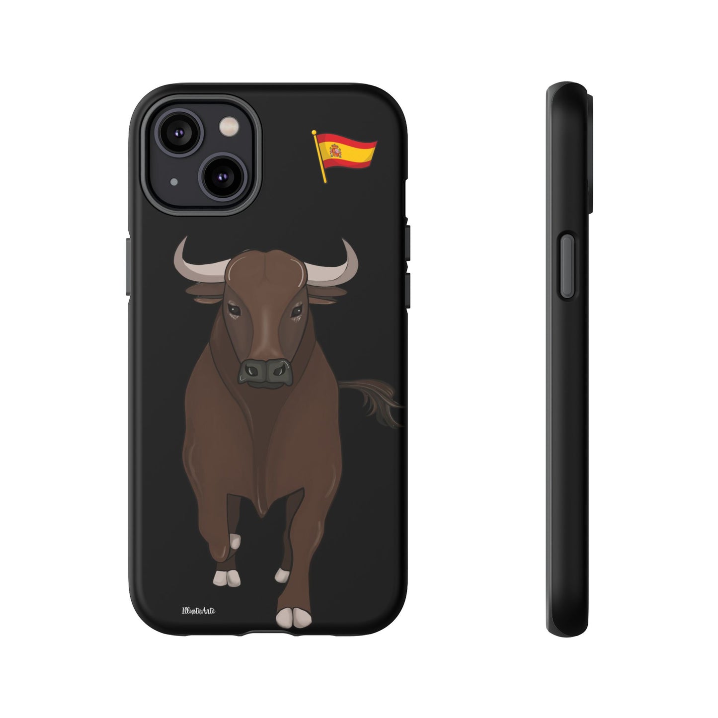 una funda de teléfono con una imagen de un toro