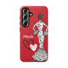 Funda de teléfono personalizable María blanco fondo rojo corazones – para iPhone, Samsung, Pixel