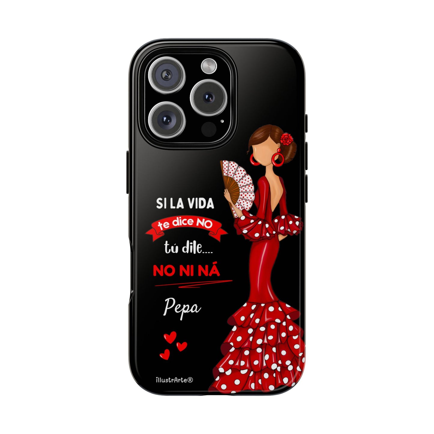 Funda de teléfono personalizable  - Modelo Pepa con frase Para iPhone, Samsung
