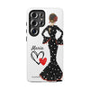 Funda de teléfono personalizada María vestido negro – para iPhone, Samsung, Pixel