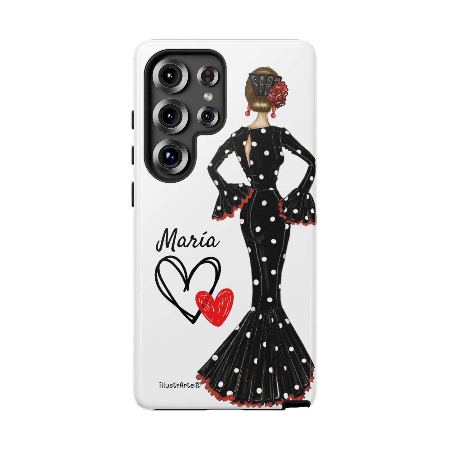 Personalized phone case Maria in black dress – for iPhone, Samsung, Pixel