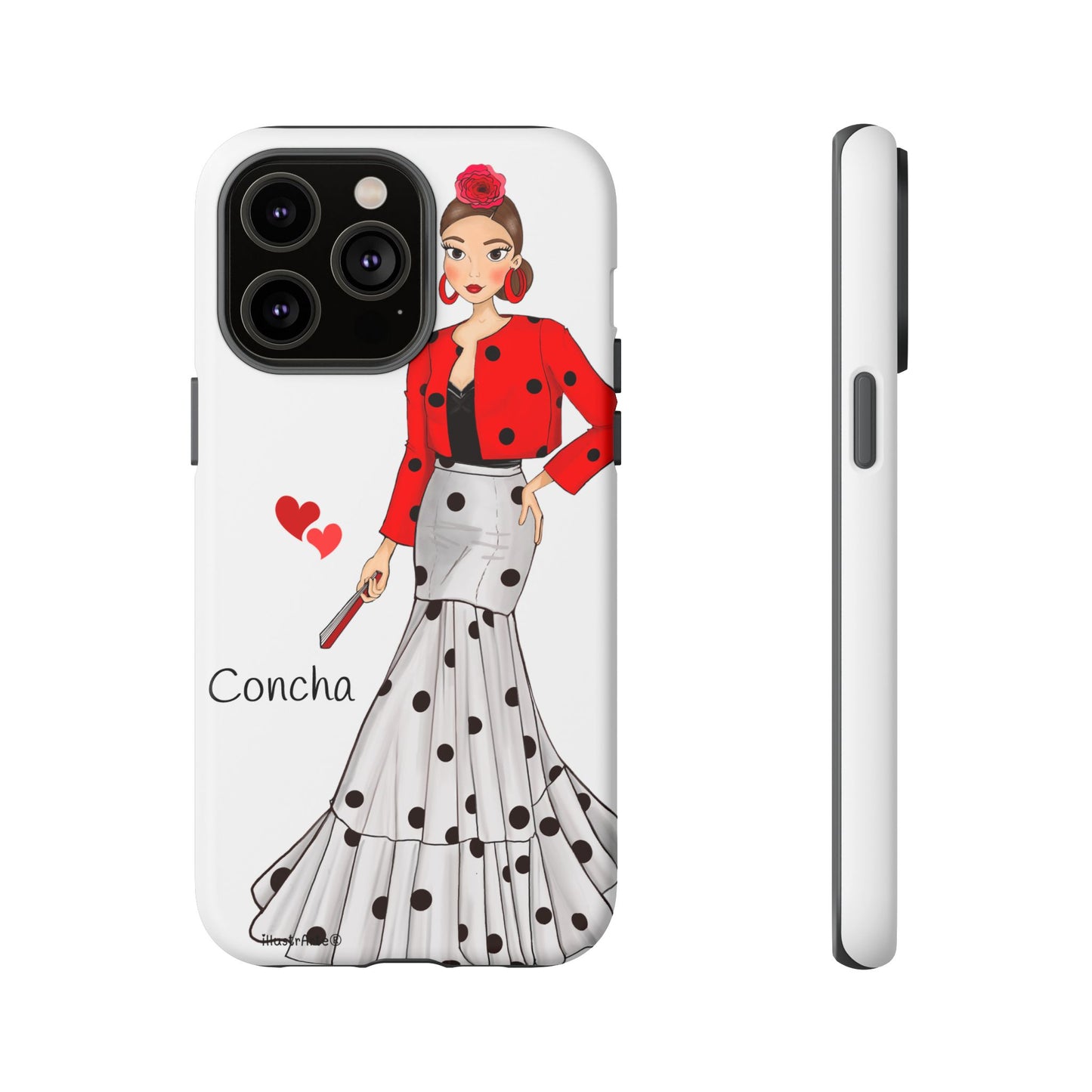 Funda con diseño de flamenco, modelo Conchita, mostrando la calidad y personalización que puedes añadir a tu teléfono.