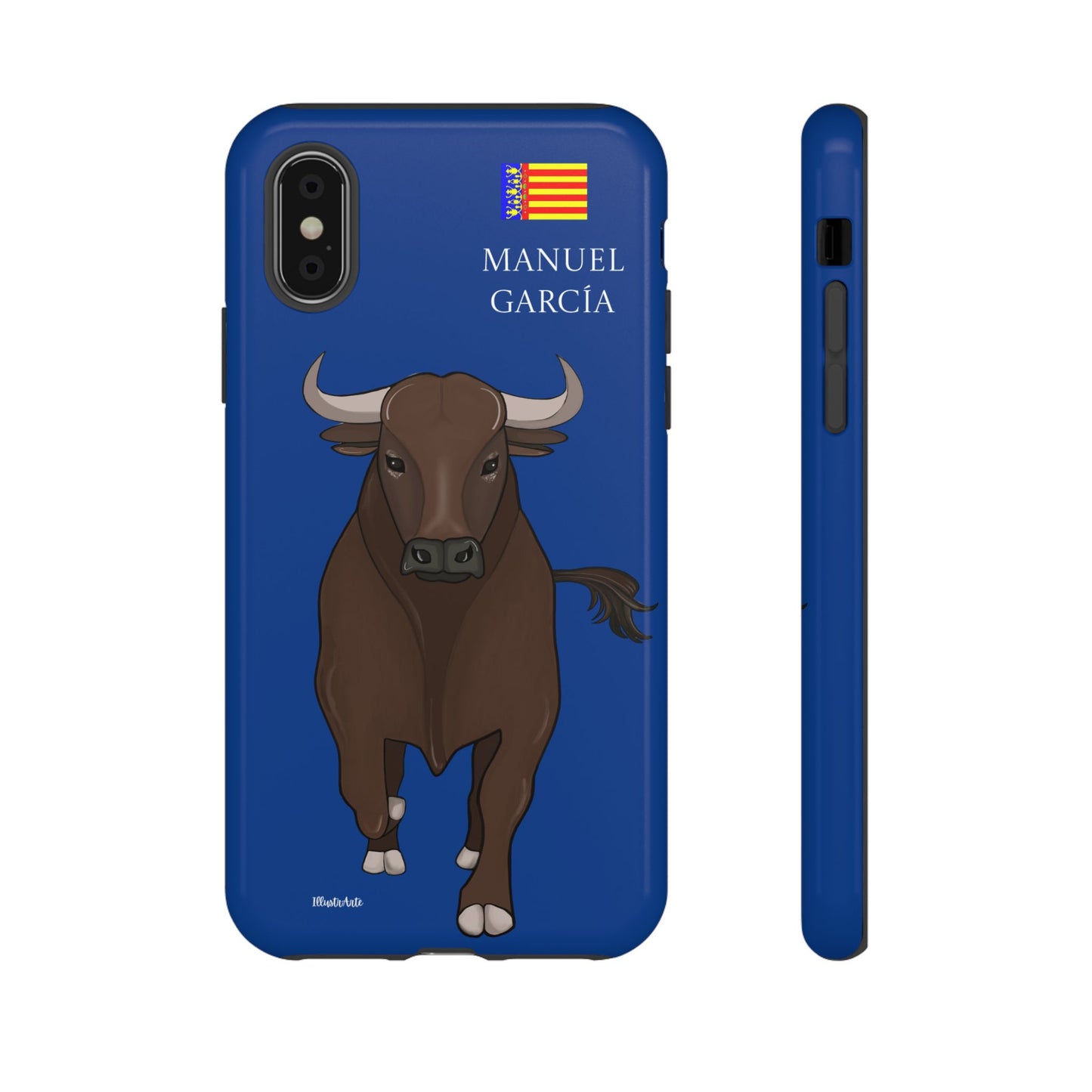 una funda de teléfono con una imagen de un toro