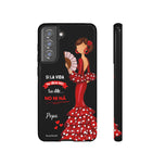 Personalised phone case flamenco dancer Pepa, with quote for Samsung Galaxy S21 FE, gloss finish – illustrArte