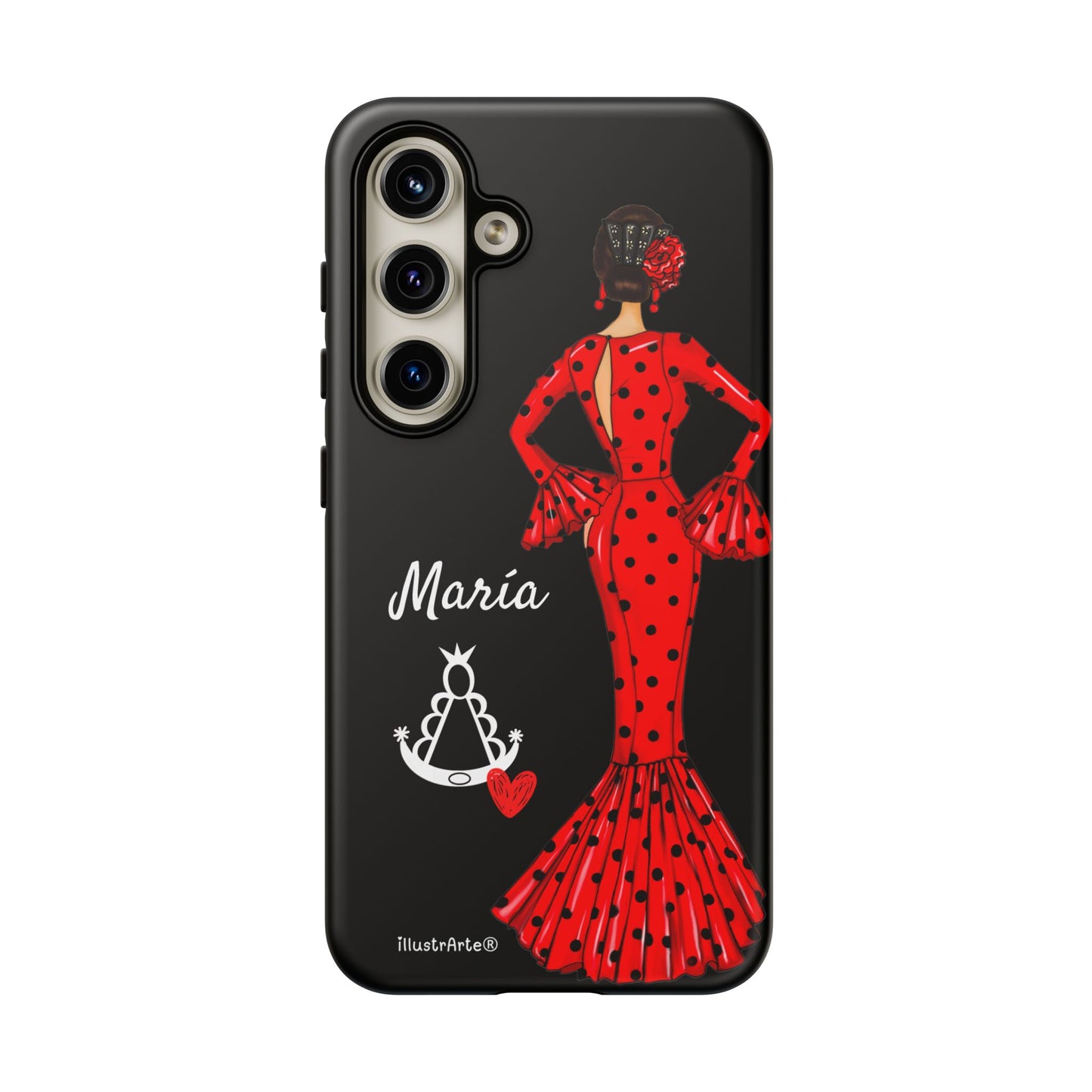 Personalized phone case Maria red hair dark background black – for iPhone, Samsung, Pixel