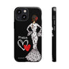 Funda de teléfono personalizada María vestido blanco – para iPhone, Samsung, Pixel