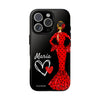 Funda de teléfono personalizable María rojo fondo negro – para iPhone, Samsung, Pixel