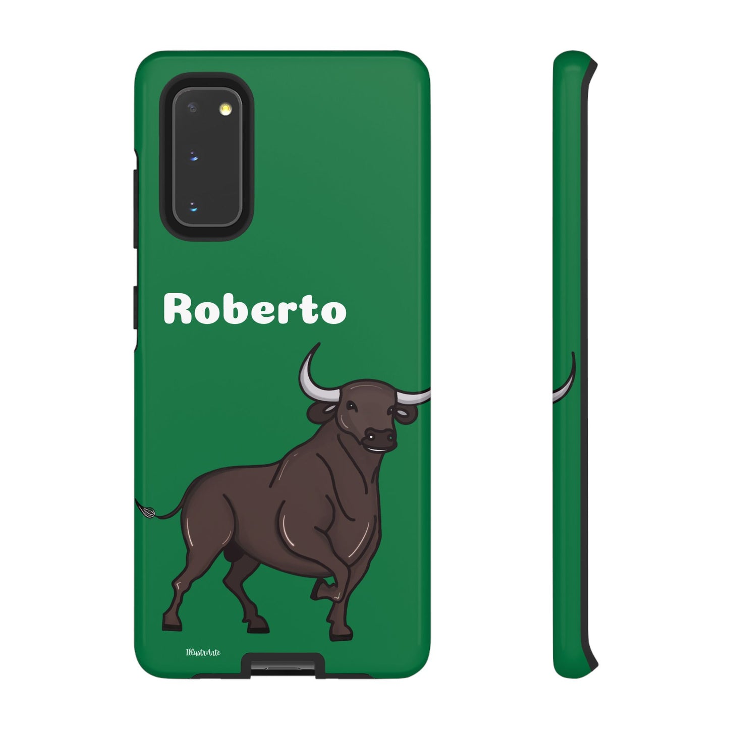 una funda de teléfono con un toro en ella