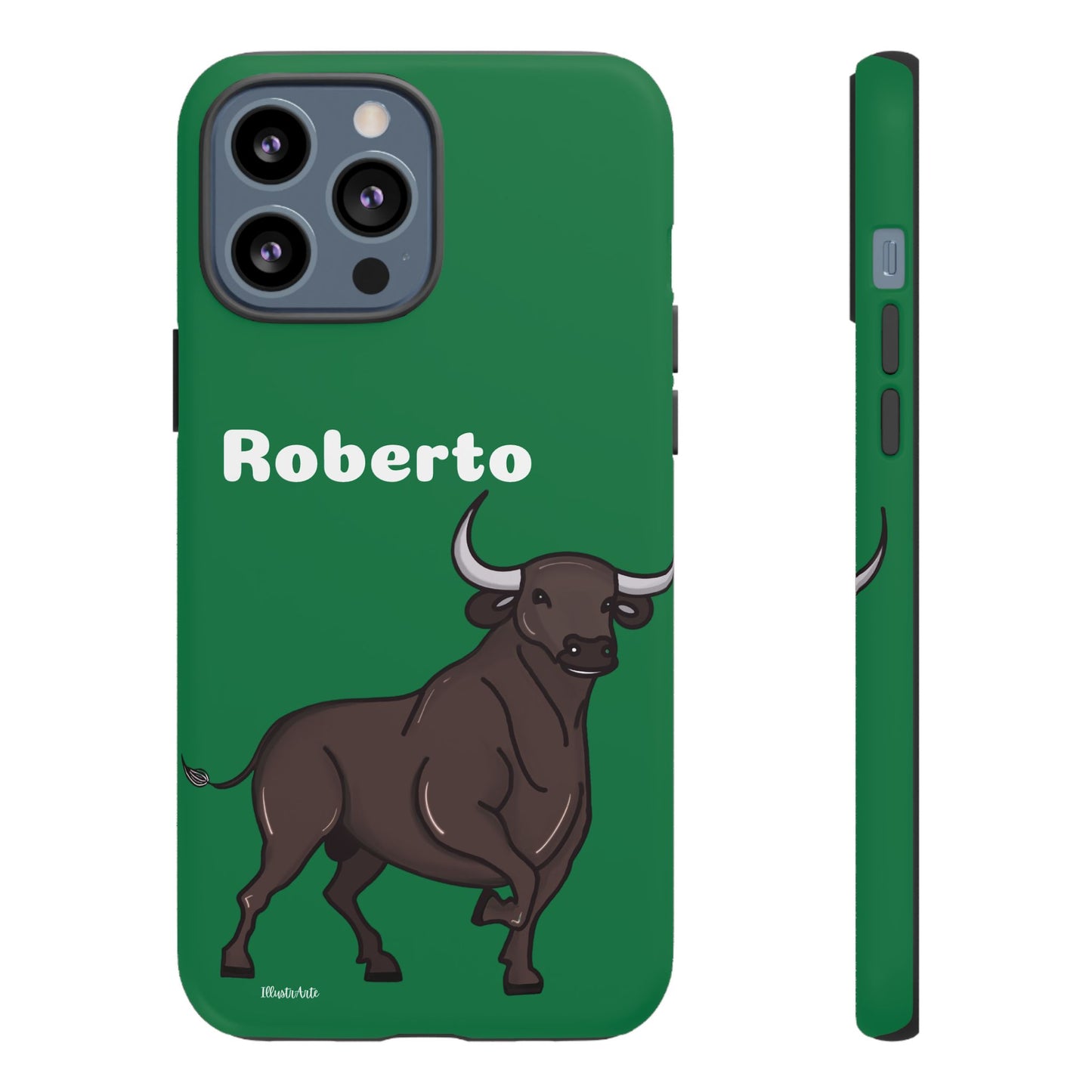 una funda de teléfono con un toro en ella