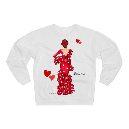 Sudadera Personalizable  - Flamenca Macarena, fondo blanco  – Arte, color y comodidad en una sola prenda