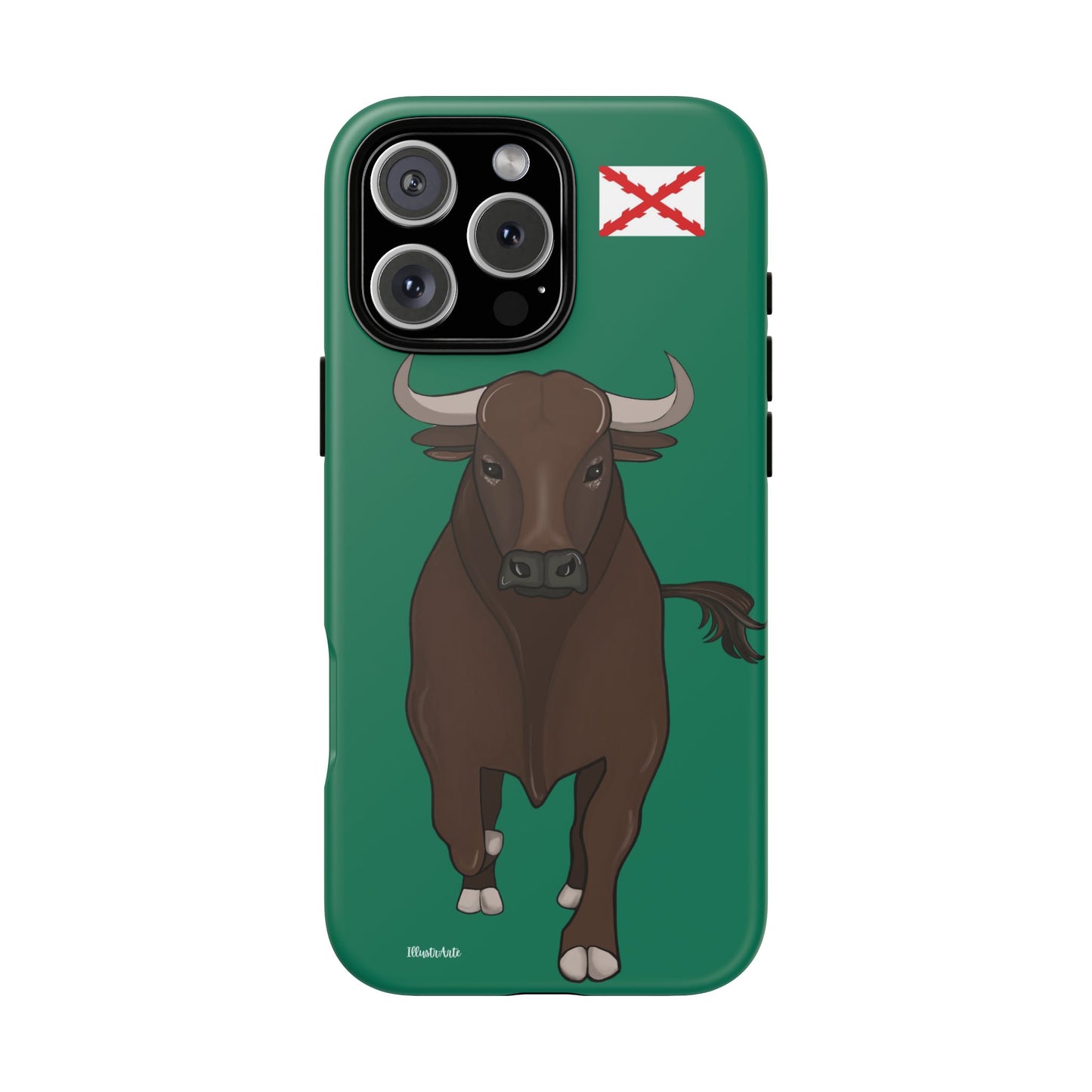 una funda de teléfono con un toro en ella