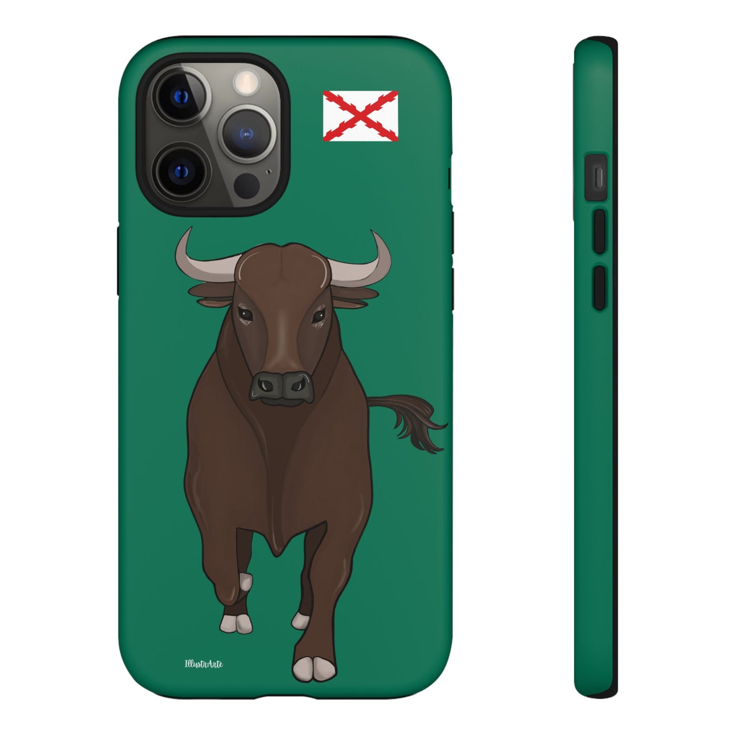 una funda de teléfono con un toro en ella