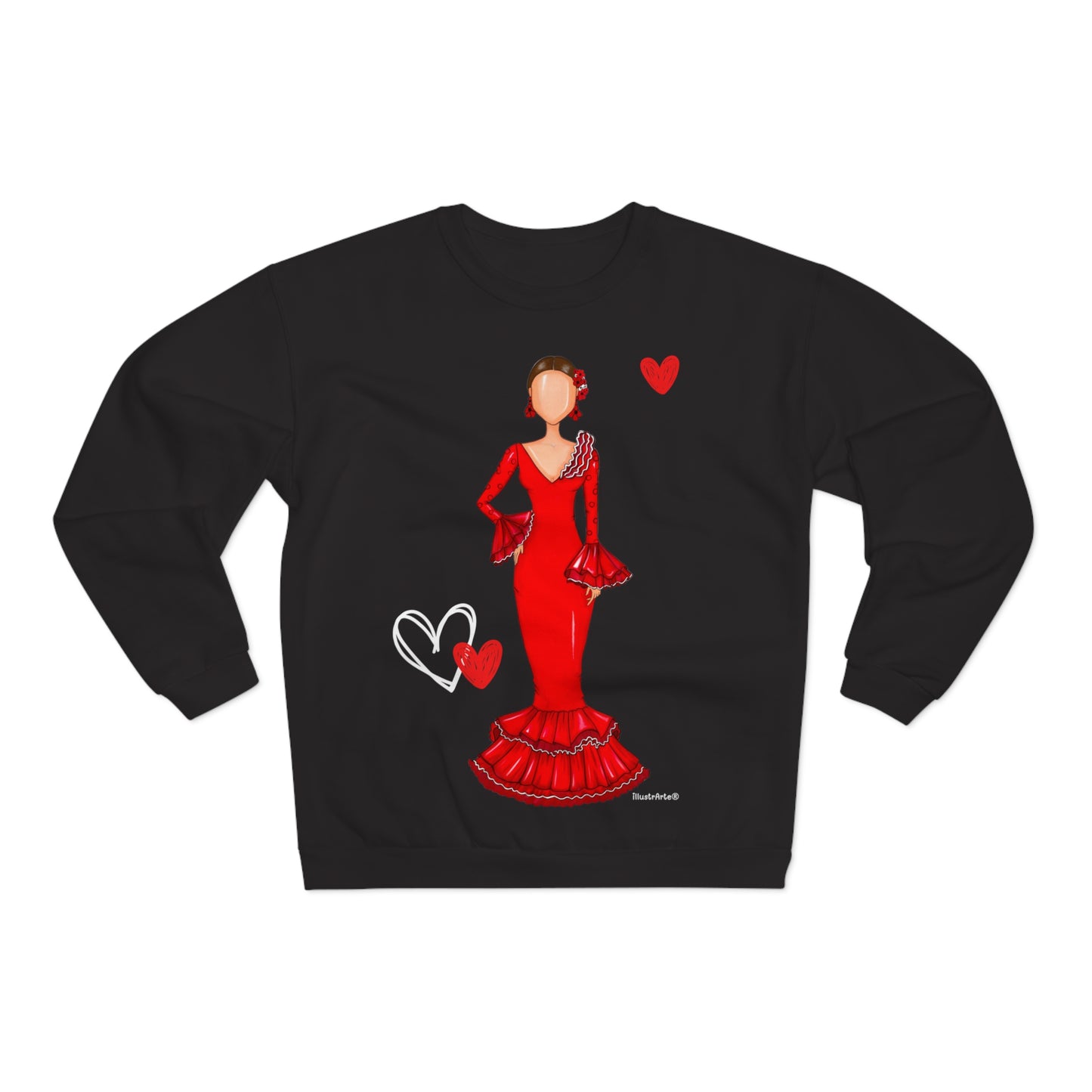 Customizable Sweatshirt - Flamenco Veronica, black with hearts