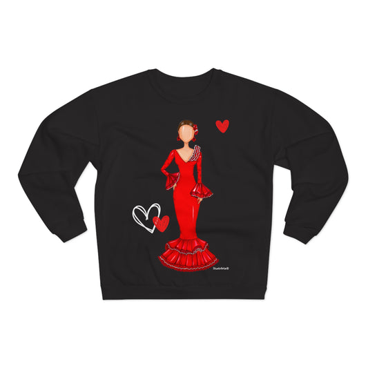 Customizable Sweatshirt - Flamenco Veronica, black with hearts
