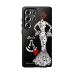 Personalised phone case flamenco dancer María Blanco, with the Virgen del Rocío for Samsung Galaxy S25 Ultra, gloss finish – illustrArte