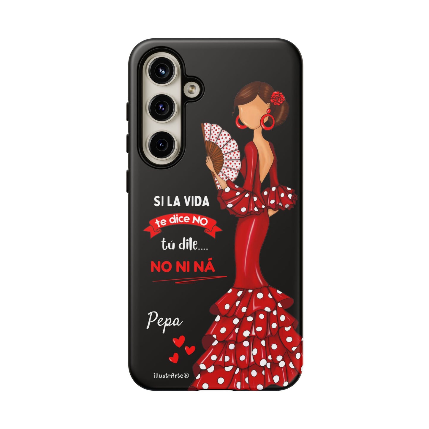Funda de teléfono personalizable  - Modelo Pepa con frase Para iPhone, Samsung
