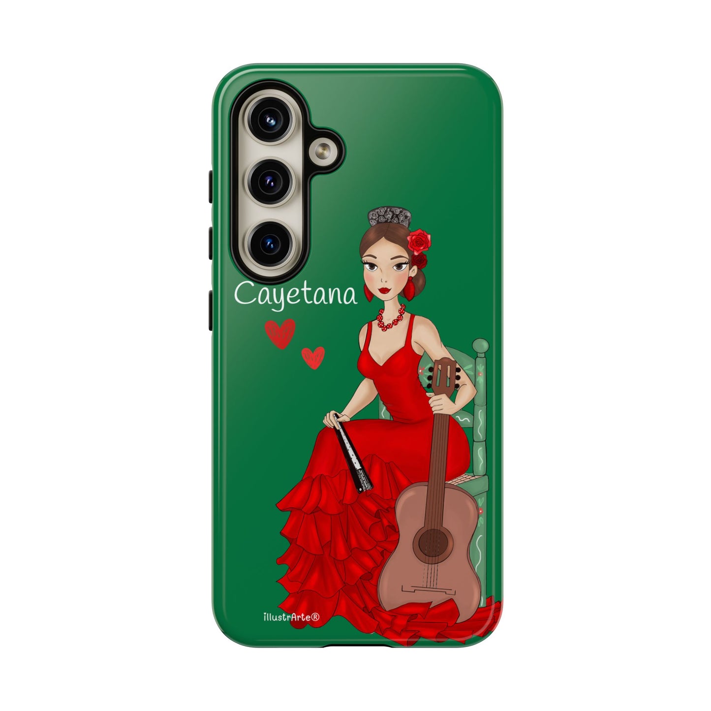 Cayetana personalized phone case with green background – for iPhone, Samsung, Pixel