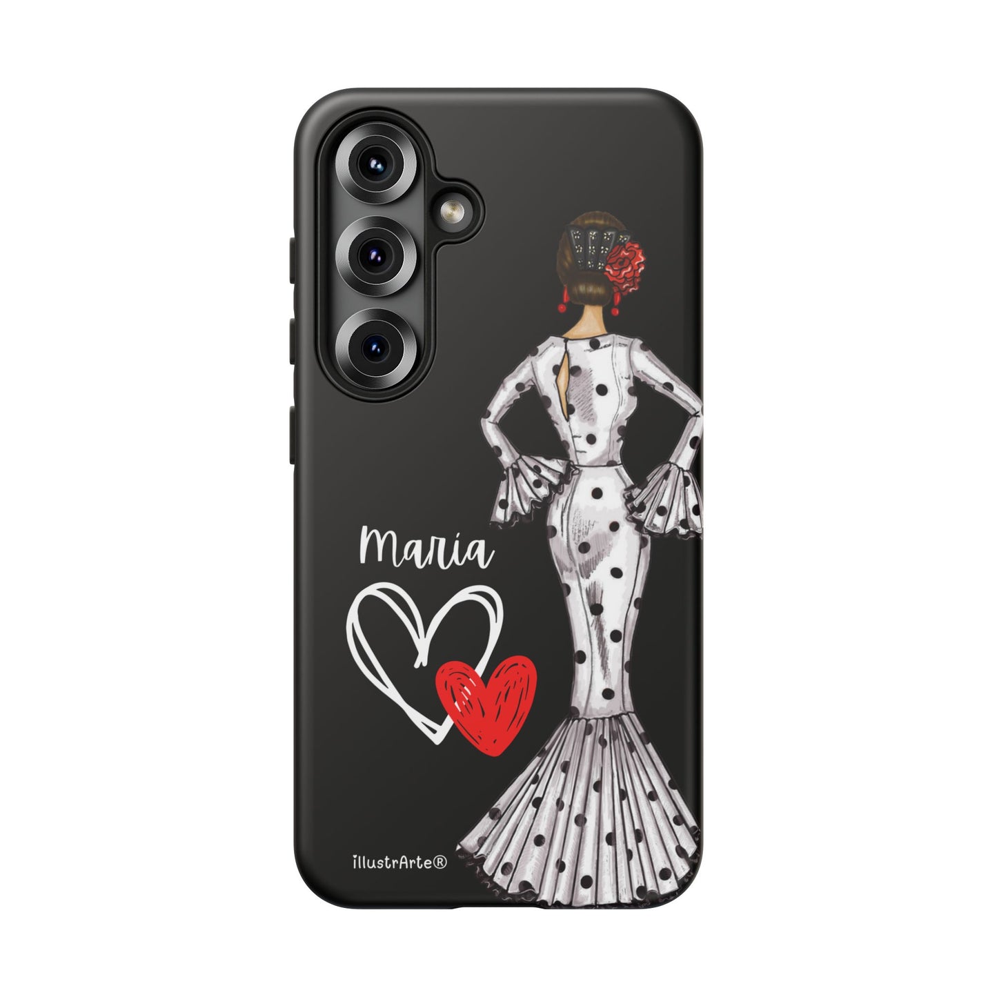 Capa de telefone personalizável com nome/bandeira/Virgem - modelo Maria em vestido branco Para iPhone, Samsung e Google Pixel